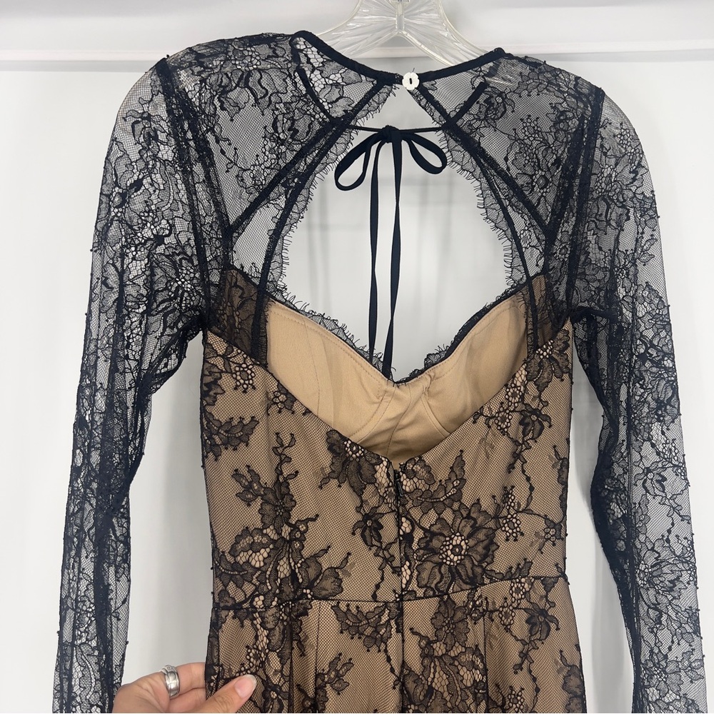 Katie May Los Angeles Persia Black Lace Sweetheart Long Sleeve Formal Maxi Dress - Picture 7 of 10